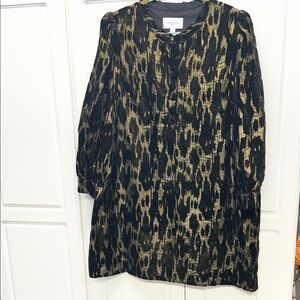 Tuckernuck Pomander Place Velvet Black and Gold Long Sleeve Dress